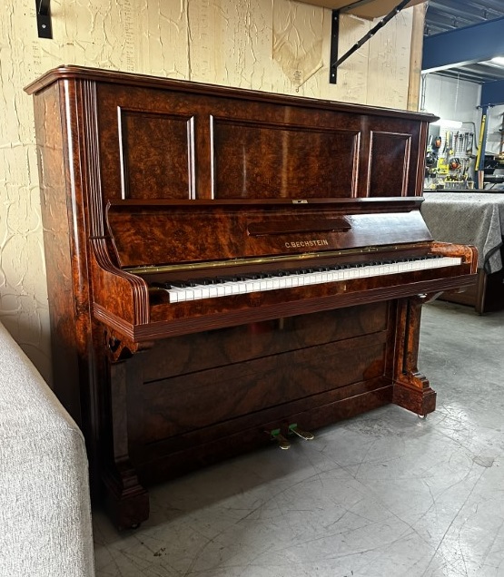 C Bechstein upright piano with a lovely burl walnut cabinet